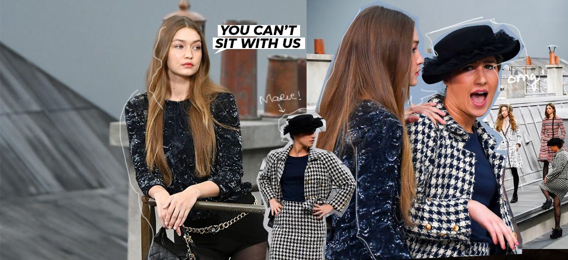Gigi Hadid saca de la pasarela a Marie S’Infiltre, la youtuber que crasheó el desfile de Chanel en PFW
