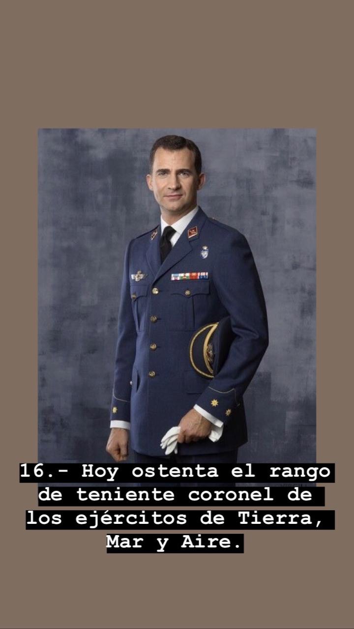 El rey Felipe de España es teniente coronel.