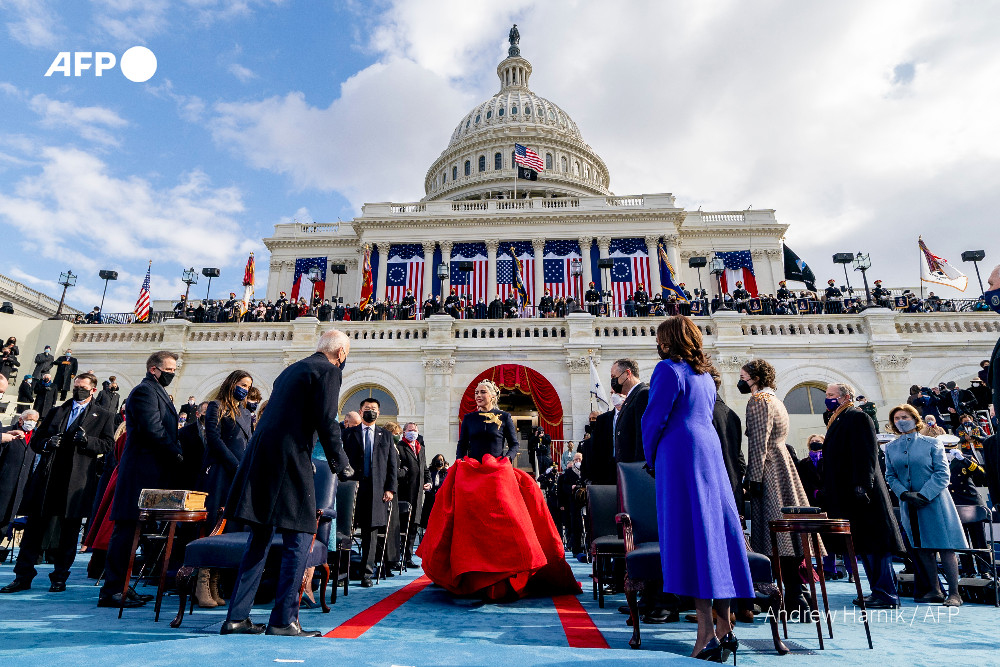 Lady Gaga presente en la ceremonia de investidura del presidente Joe Biden.