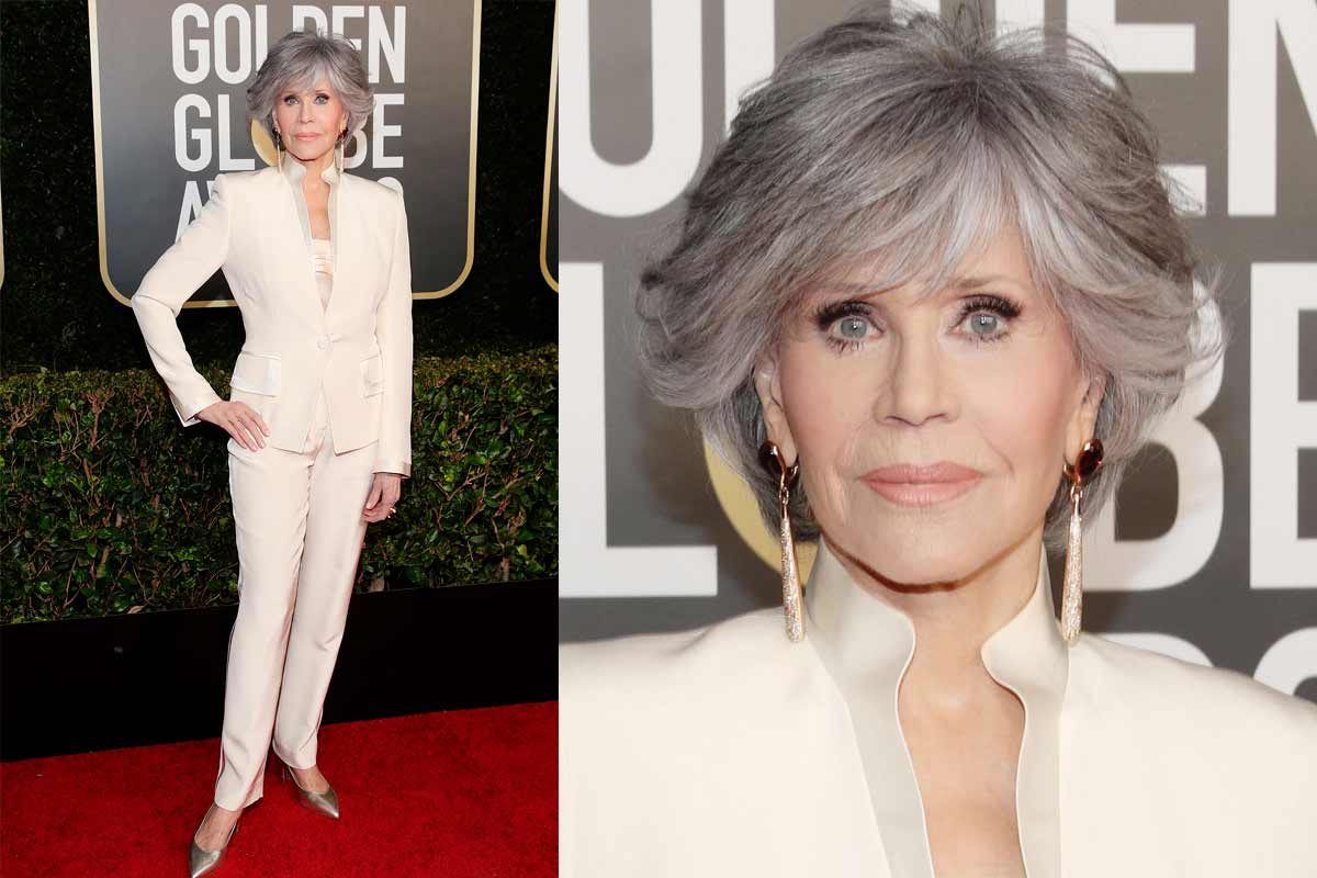 Jane Fonda outfit Golden Globes 2021