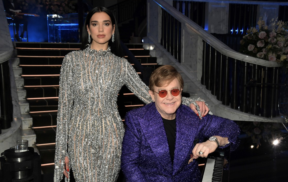 Dua Lipa y Elton John en la fiesta de los Oscar 2021 