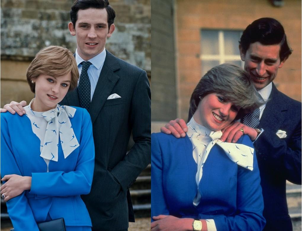 Lady Di y el Principe Carlos The Crown comparación con imagen original
