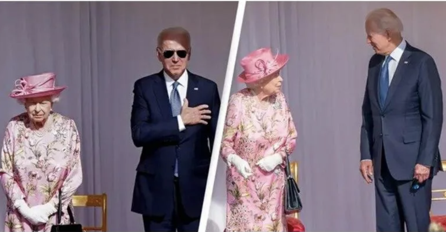 Joe Biden con la reina Isabel