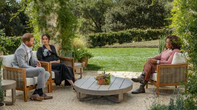 Harry y Meghan Markle en entrevista con Oprah Winfrey
