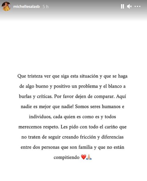 Historia en Instagram Michelle Salas