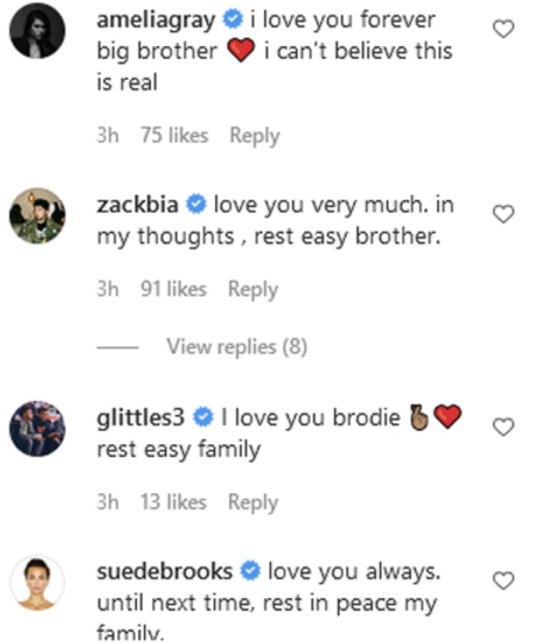 Celebridades comentan en la publicación de Meredith