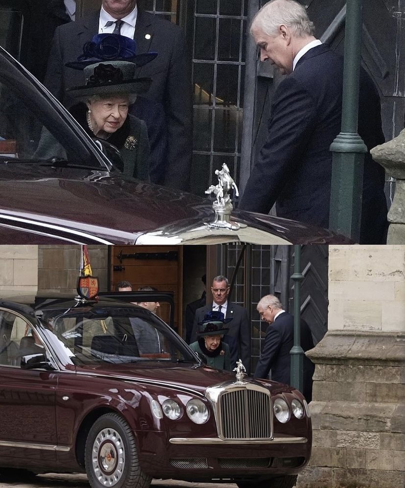 La reina Isabel acompañada de su hijo Andrés
