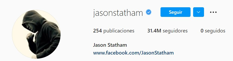 Jason Statham tiene más de 30 millones de seguidores en Instagram.