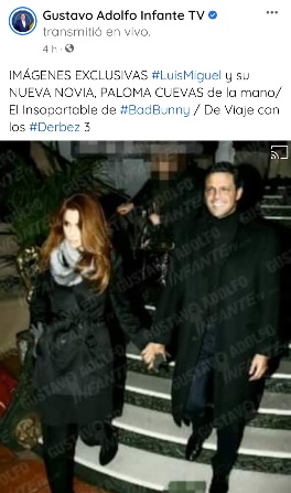 Gustavo Adolfo Infante publicó esta foto falsa de Paloma Cuevas y Luis Miguel de la mano.