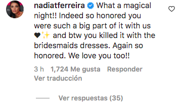 La respuesta de la novia a la publicación de Victoria Beckham.