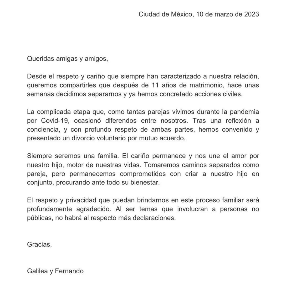 Galilea Montijo recurrió a las redes sociales para hacer oficial su divorcio de Fernando Reina. 