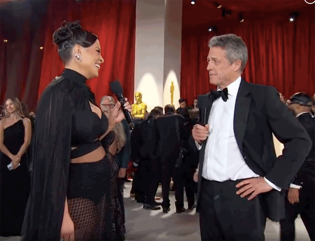 Hugh Grant se mostró un poco intolerante durante la entrevista de Ashley Graham. 