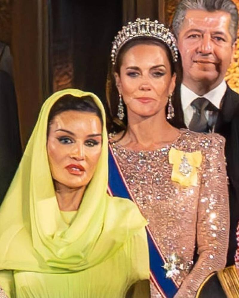 El rostro de Kate Middleton y la jequesa de Qatar parece deforme en la instantánea de la boda.