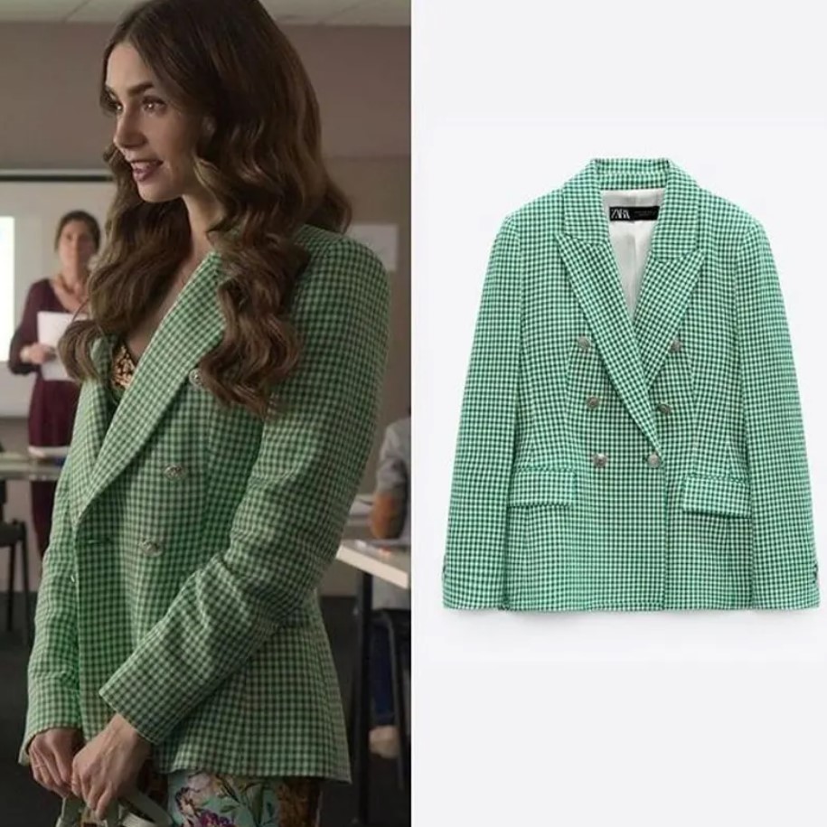 Este fue el blazer de Zara que utilizó Lily Collins en la segunda temporada de 'Emily in Paris'.