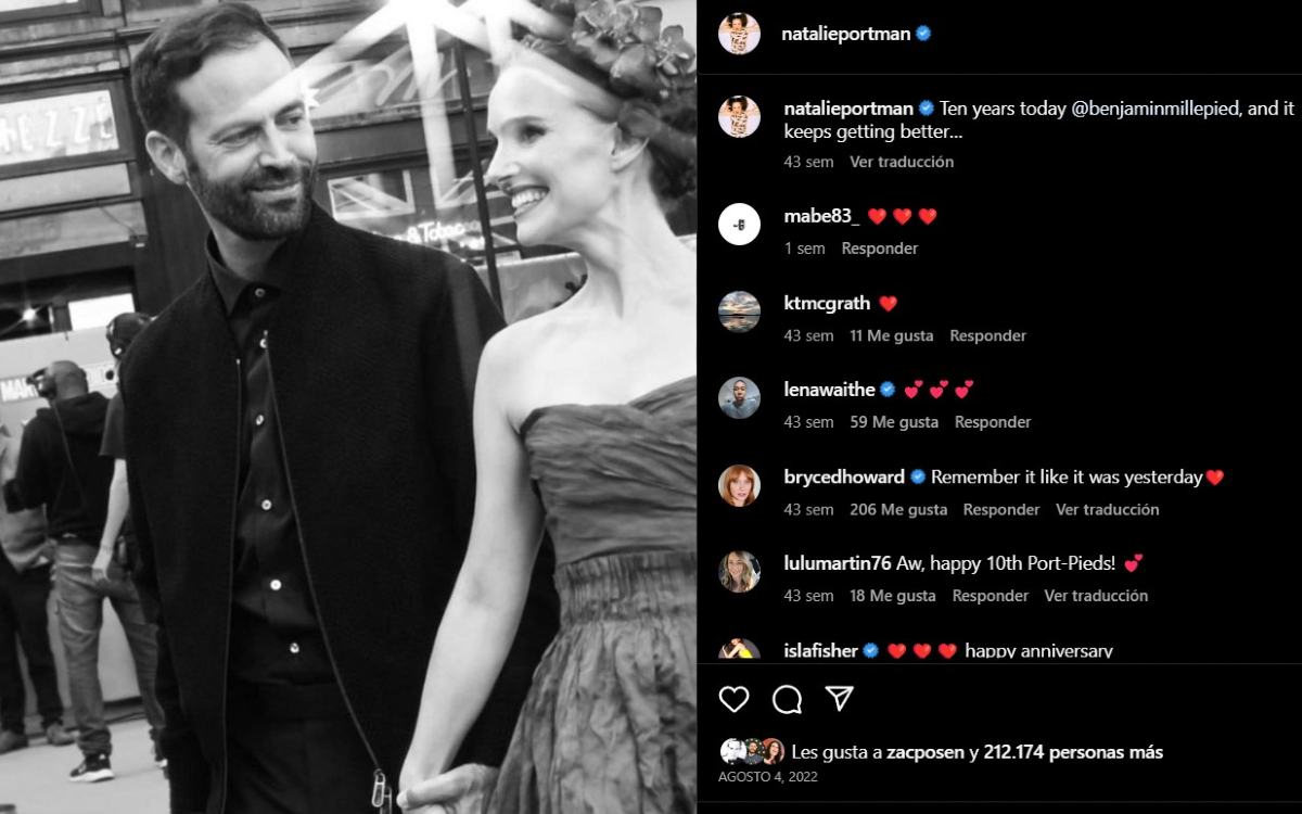 Natalie Portman descubrió la infidelidad de su esposo, Benjamin Millepied, el año pasado.