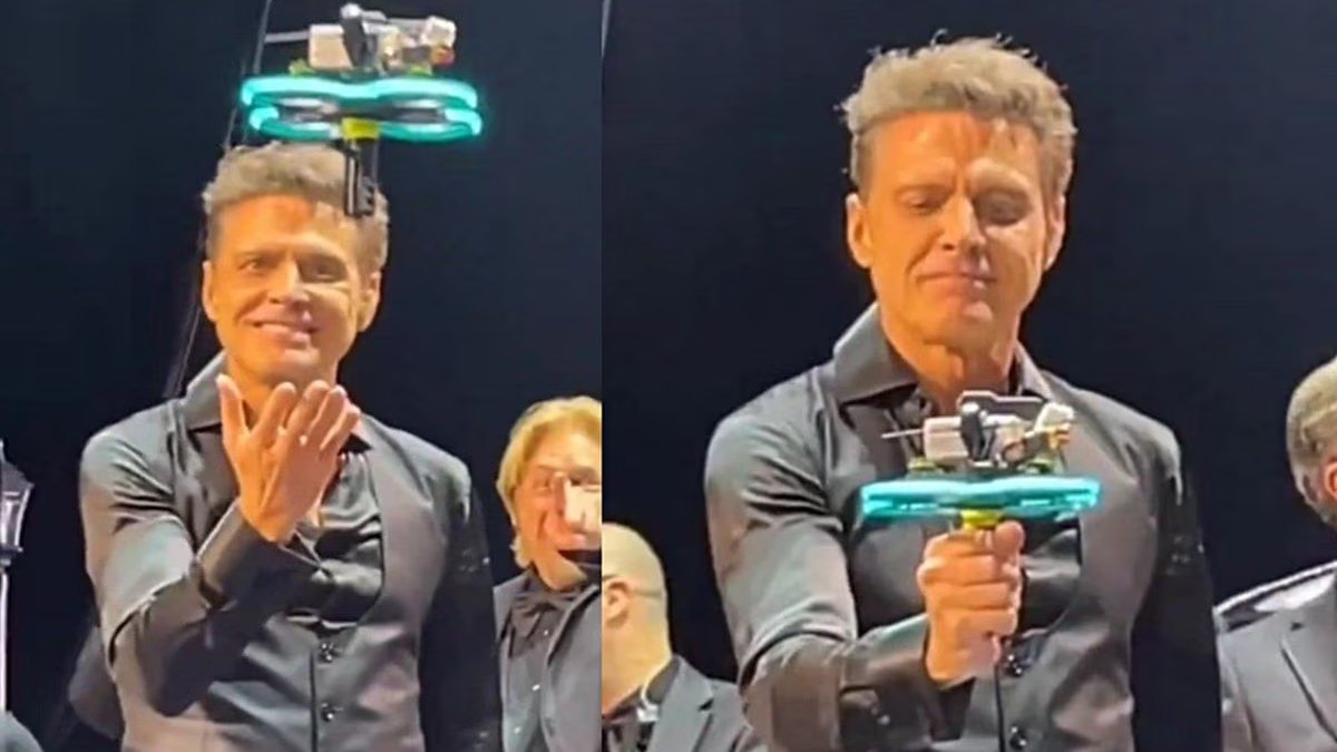 Luis Miguel estaba feliz con el dron que lo acompañó en los 10 conciertos que ofreció en Argentina.