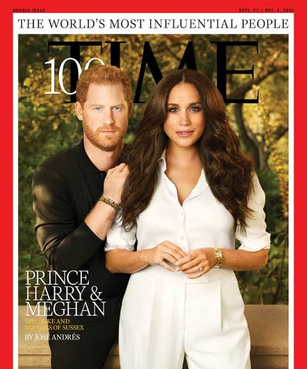 el príncipe harry y su esposa meghan fueron portada de time en el 2021