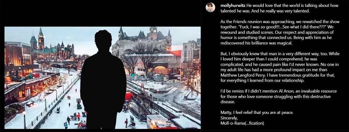 La escritora Molly Hurwitz, ex prometida de Matthew, dedicó un emotivo mensaje al actor. 