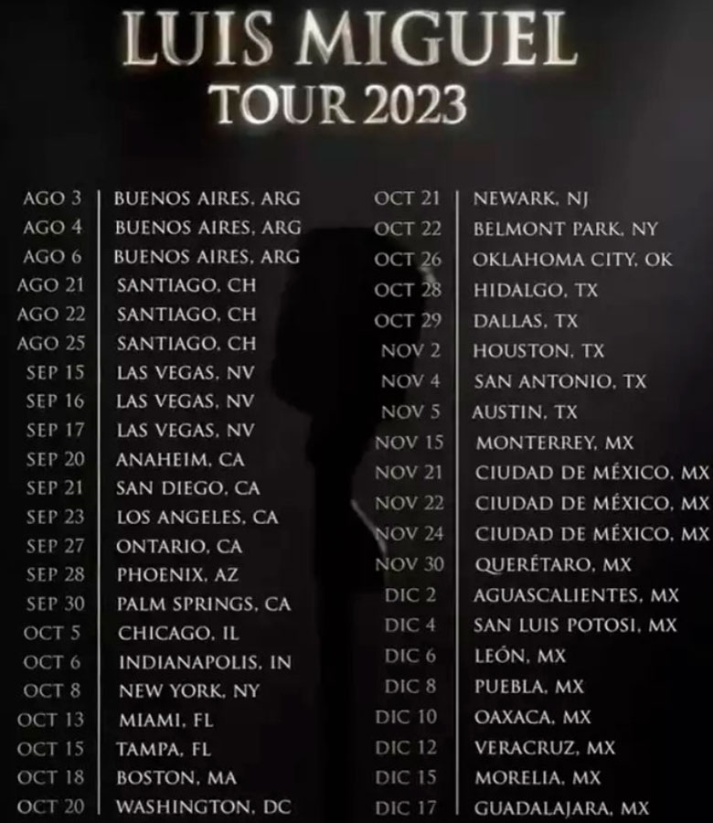 Luis Miguel tenía programado un show en Tampa, Florida para el 15 de octubre y pospuso la fecha para el 7 de noviembre.