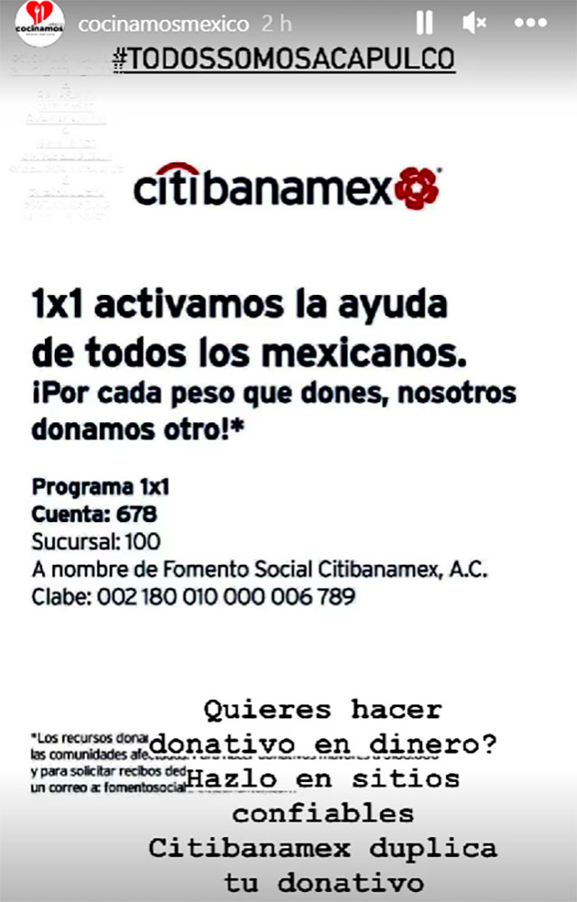 Citibanamex también donará dinero a favor del puerto de Acapulco.