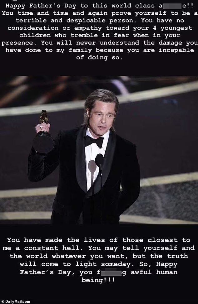 Estos fueron los supuestos insultos que lanzó Pax Jolie hacia Brad Pitt en una publicación del 2020.