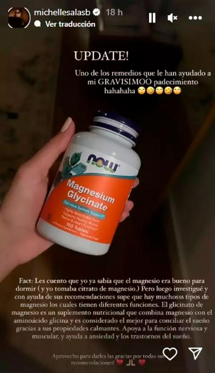 Michelle compartió el remedio que encontró para combatir su insomnio.