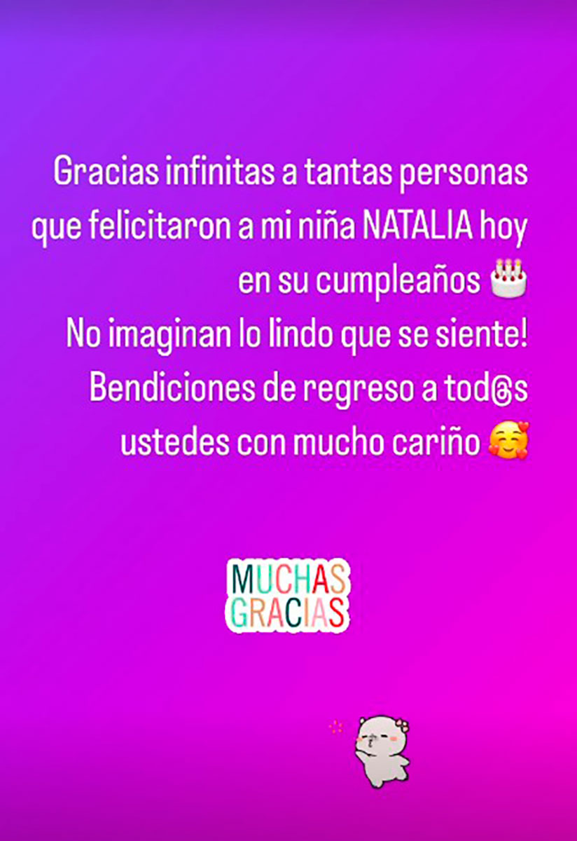 La actriz agradeció los buenos deseos para su hija. 