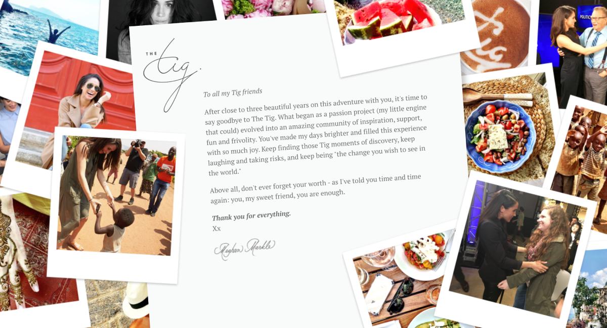 En el blog The Tig, Meghan Markle compartía recetas, guías de viaje y más.