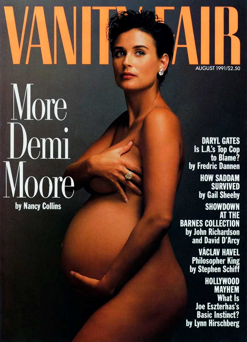 En 1991, la actriz posó al natural para presumir su avanzado embarazo. 