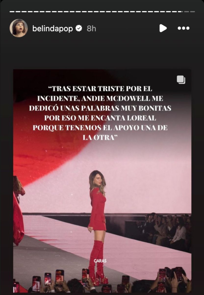 Belinda reconoció el apoyo que recibió de Andie MacDowell.
