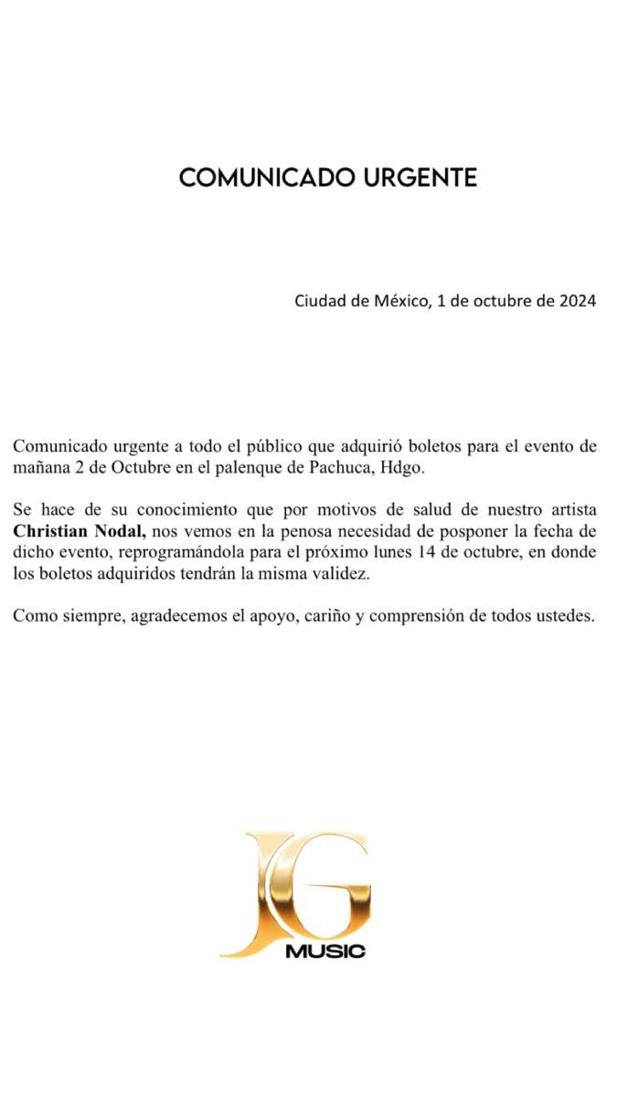 Christian Nodal permanecerá 48 horas en observación.