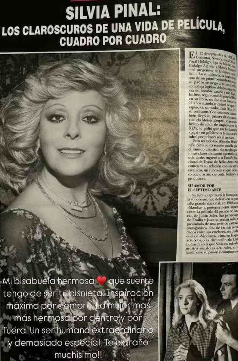 Michelle Salas se mostró emocionada de un reportaje que le dedicaron a su bisabuela, Silvia Pinal.