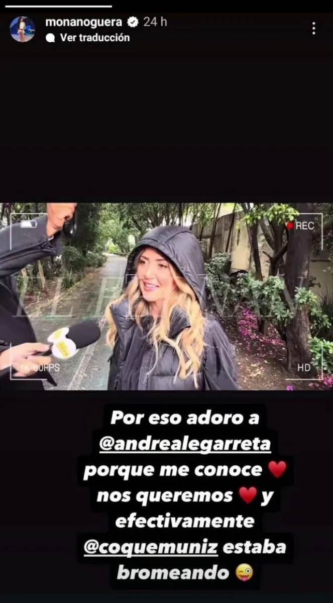 Mónica Noguera le envió un mensaje a Andrea Legarreta por redes sociales.