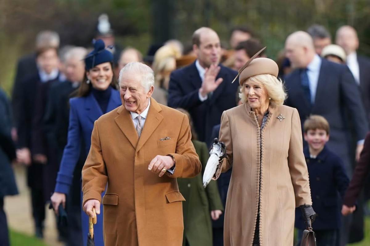 La familia real británica en la tradicional misa navideña en Sandrigham en 2023.