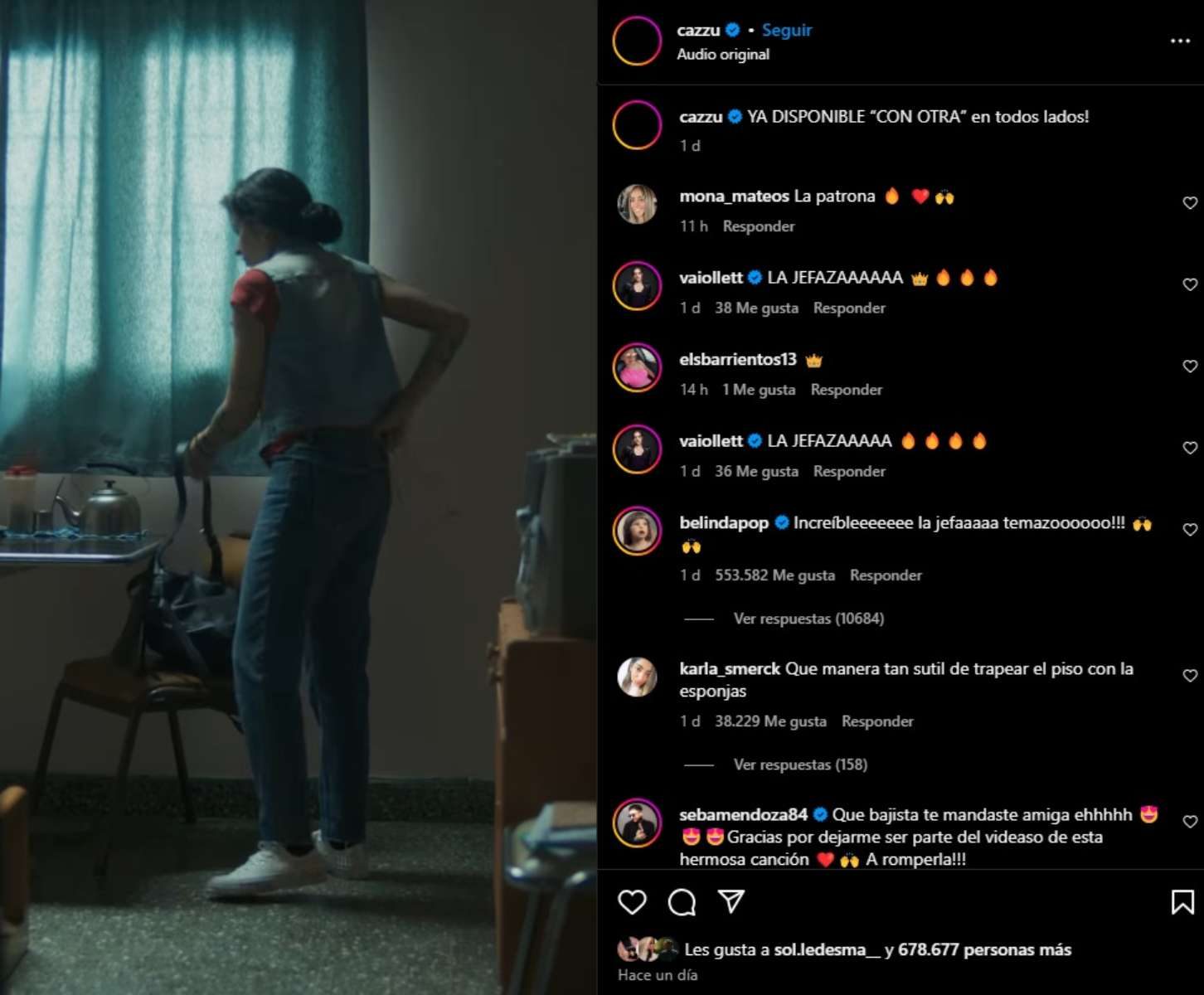 Belinda felicitó a Cazzu por su nuevo sencillo musical.