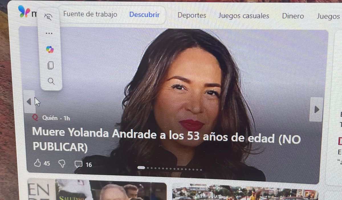 Se anunció por error que Yolanda Andrade había muerto.