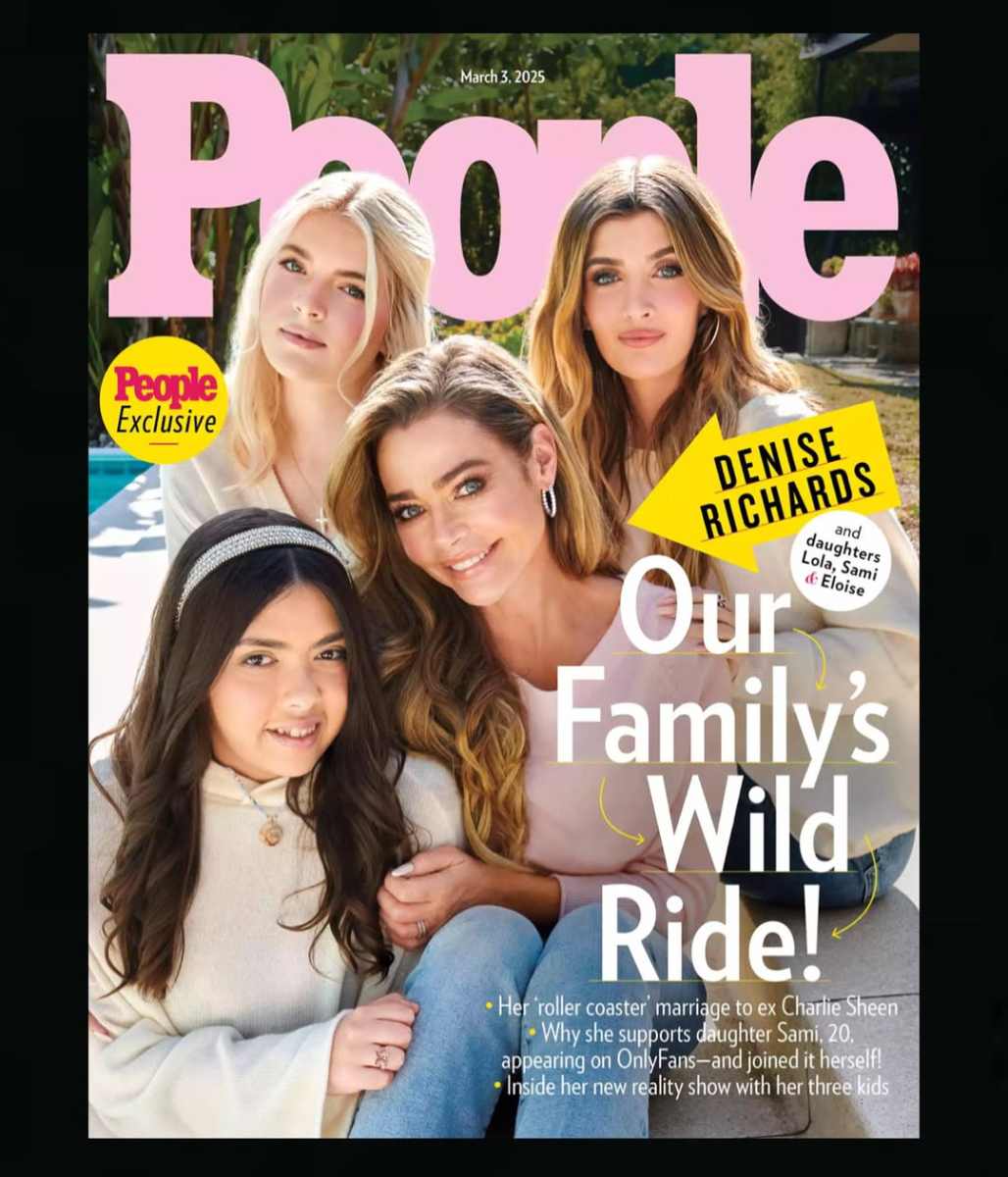 Denise Richards protagonizó una portada de revista junto a sus hijas Sami y Lola, hijas que tuvo con Charlie Sheen, y Eloise, su hija adoptiva.