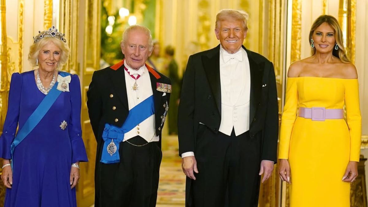 La familia real británica y los majestuosos detalles que tuvo con Trump durante la cena de gala: coñac de 1912, piezas de museo y más