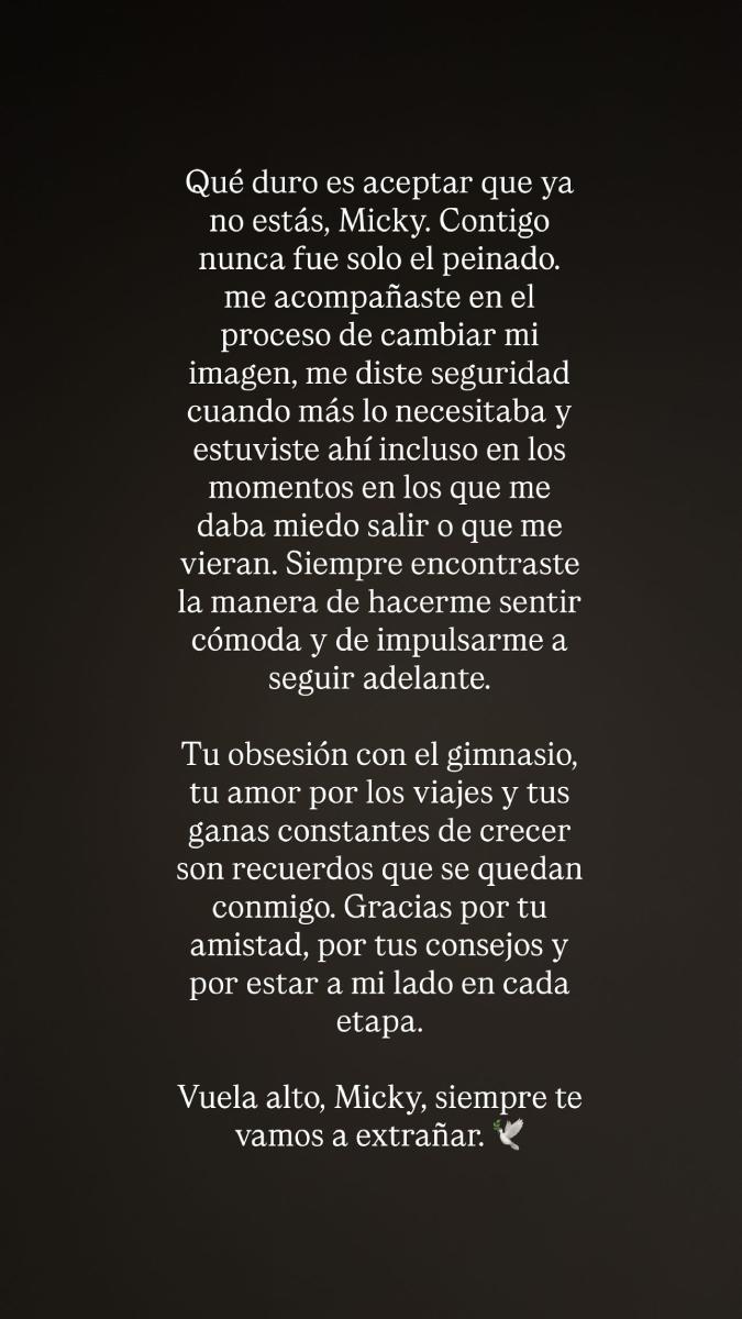 Ángela Aguilar compartió una dedicatoria en memoria del estilista Micky Hair.