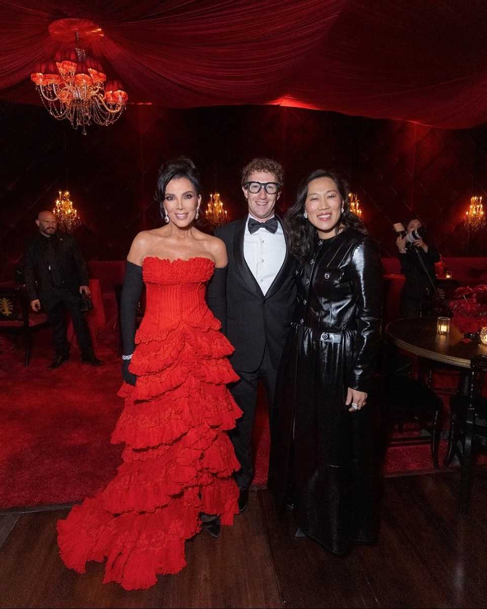 Kris Jenner, Mark Zuckerberg y Priscilla Chan.