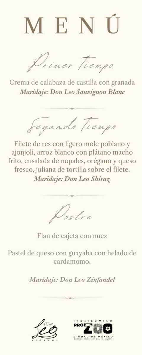 Menú de la gala.