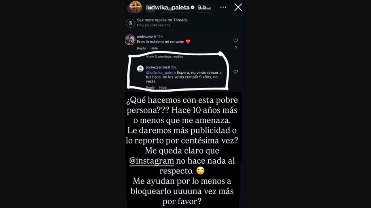 Uno de los mensajes que ha recibido Ludwika Paleta. (Foto: Instagram/ludwika_paleta)