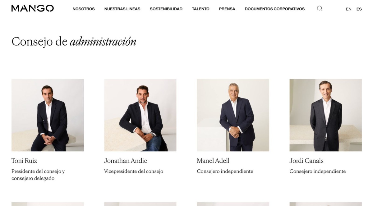 Jonathan Andic sigue apareciendo en el sitio oficial de Mango como vicepresidente.