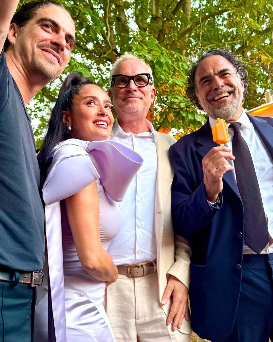 Alejandro González Iñárritú, Salma Hayek y Alfonso Cuarón.