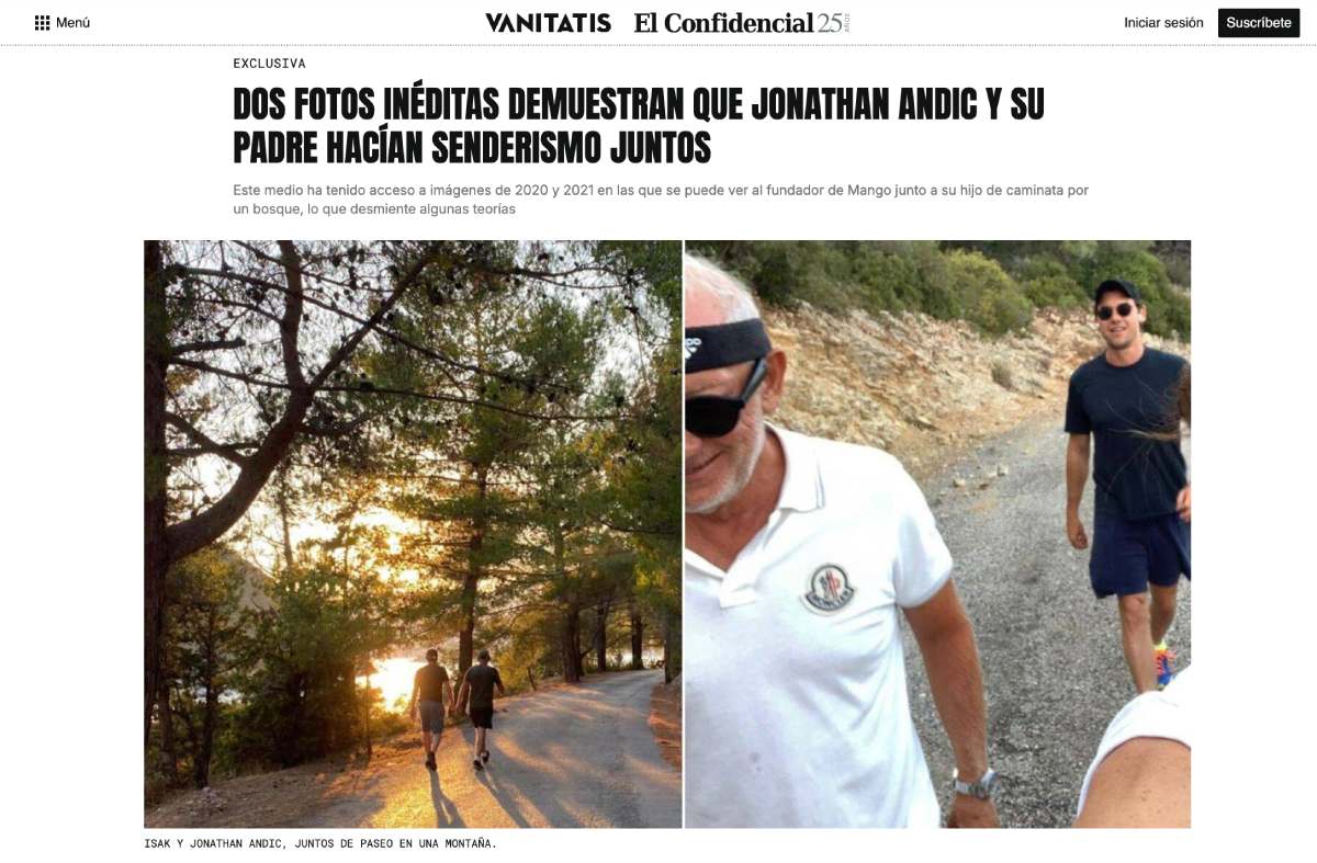 Medios españoles revelaron fotos de Isak y Jonathan Andic haciendo senderismo años antes de la muerte del fundador de Mango.