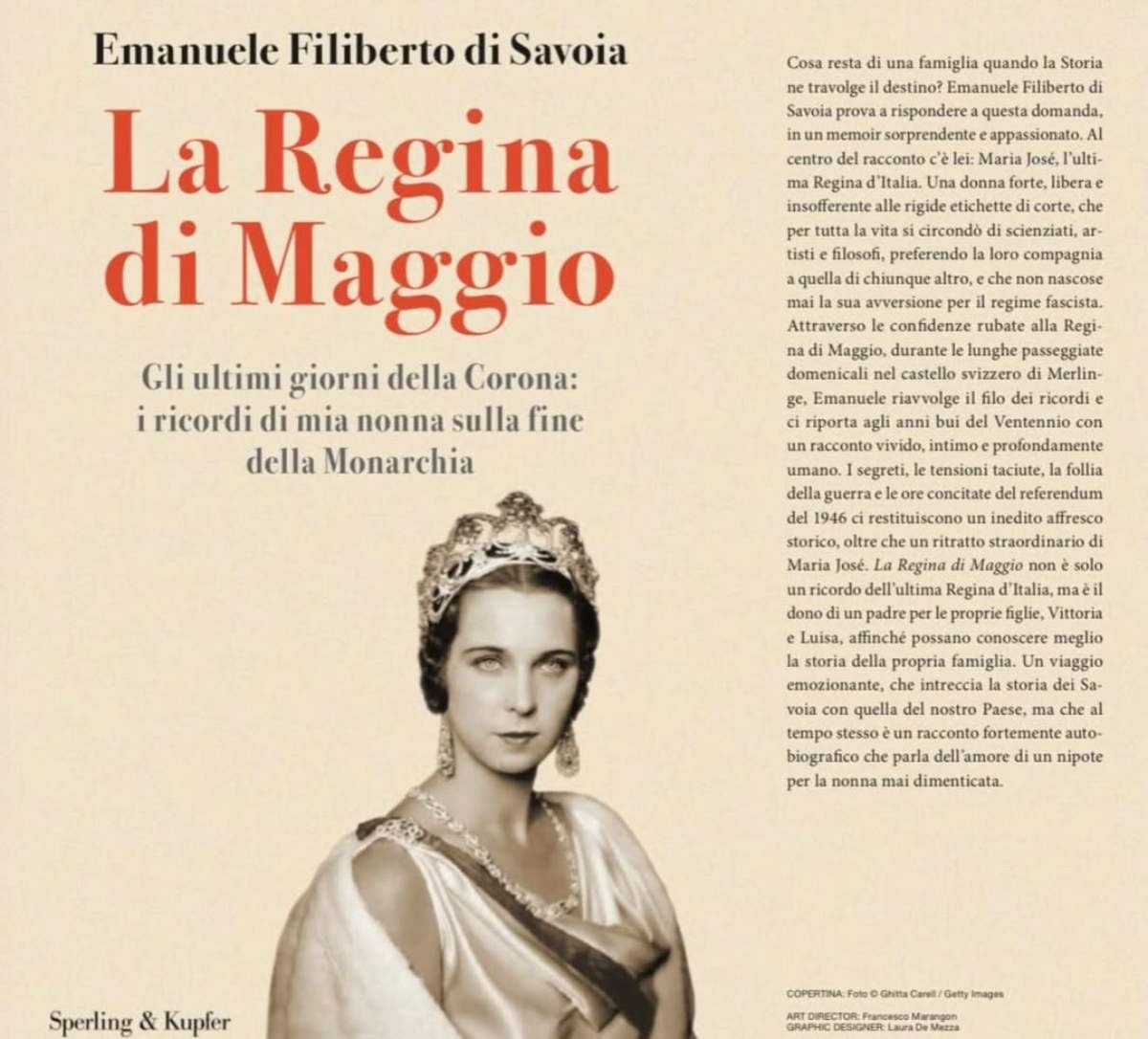 "La Regina di Maggio" libro del príncipe Manuel Filiberto de Saboya. 