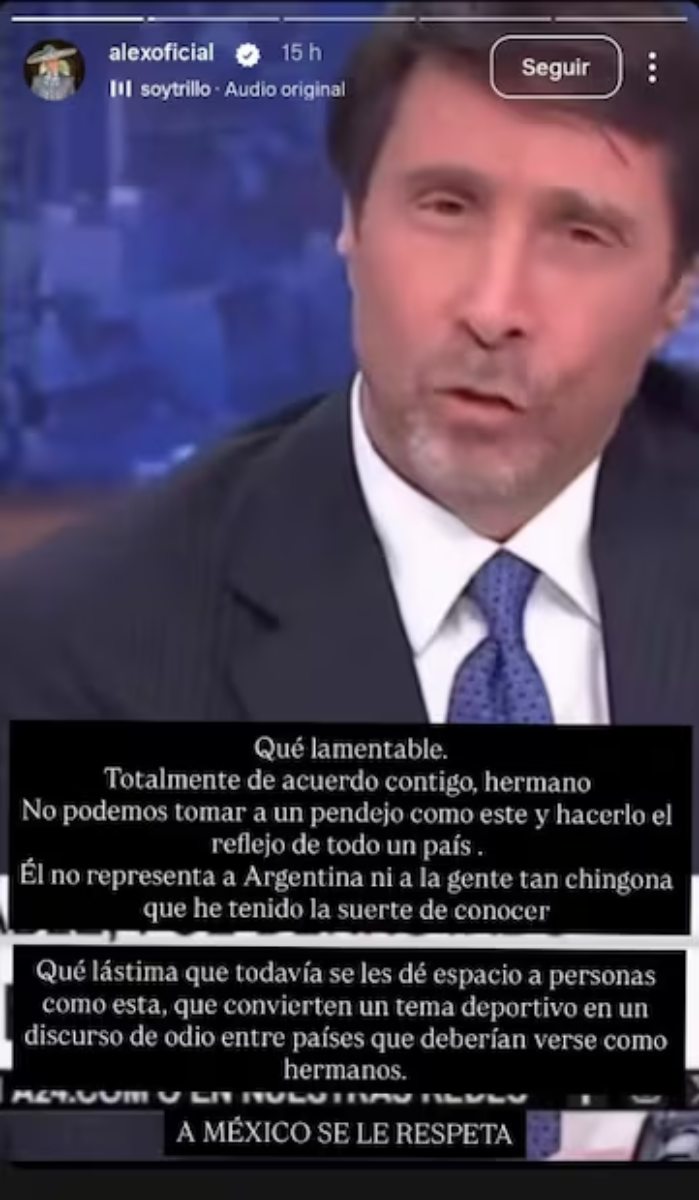 Mensaje de Alejandro Fernández contra Eduardo Feinmann.