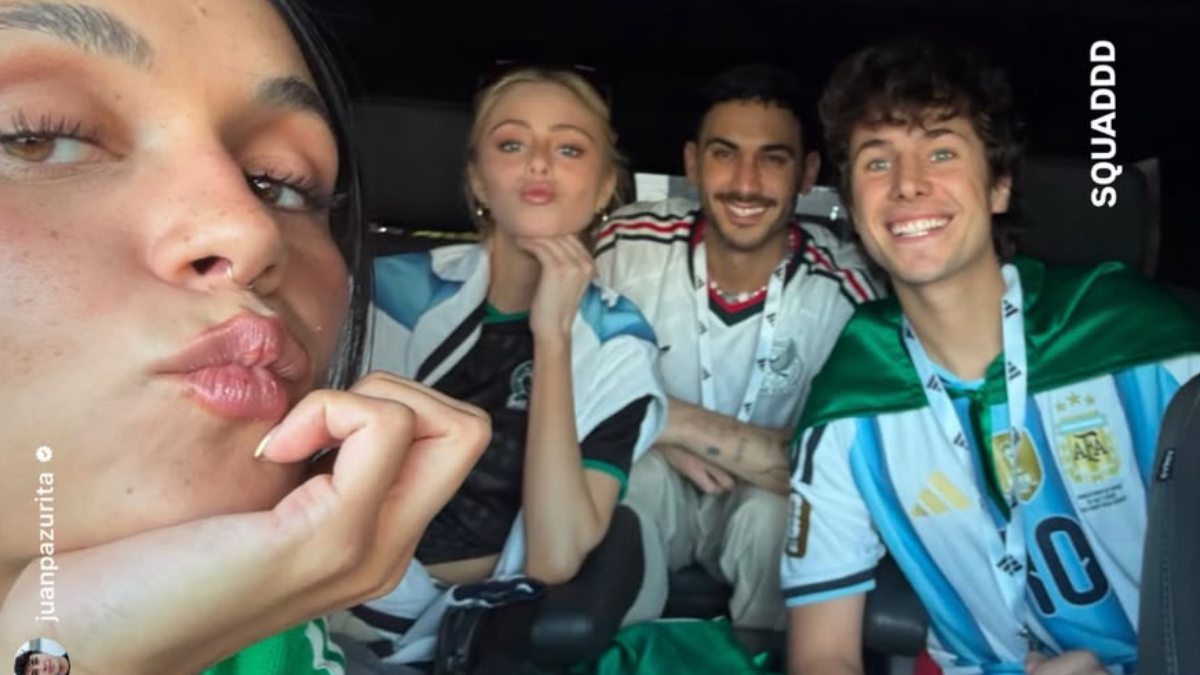 La actriz y modelo Loreto en compañía de los actores Juanpa Zurita y Alejandro Speitzer y la cantante Melissa.
